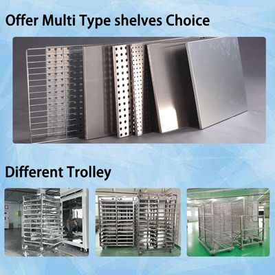 Cuisinier industriel pour le séchage de bouteilles en verre avec chariot pour les produits pharmaceutiques cosmétiques